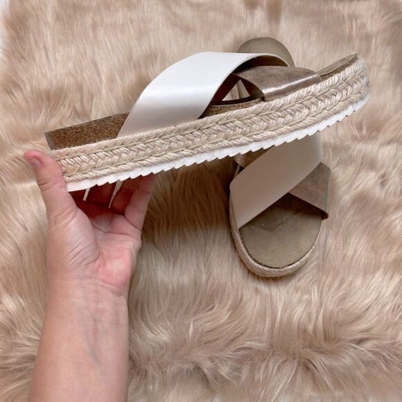 UNIONBAY Queen Espadrille Platform Open Back Chunky Cork Slide Sandal - Picture 2 of 7